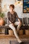 Italian Open-Neck V-Neck Long-Sleeve Leopard Print Angora Wool Blend Oversized Knit Blouse 71 70 - 6