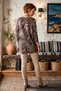 Italian Open-Neck V-Neck Long-Sleeve Leopard Print Angora Wool Blend Oversized Knit Blouse 71 70 - 7