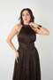 Chiffon Gauze Evening Gown with Corset - BROWN - 3