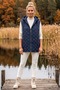 Italian Navy Blue Hooded Zipper-Front Quilted Woven Vest with Hidden Pockets and Sequin Embroidery 75 63 - 6