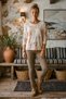 Italian Open-Front, Pool-Neck, Long-Sleeve, Digitally Printed Casual Angora-Wool Blend Knit Blouse 65 55 - 5