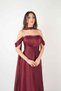 Chiffon Organza Fabric Evening Dress with Ruffle Detail - Bordo - 2