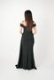 Metallic Fabric Shawl Detailed Evening Dress - Emerald Green - 6