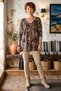Italian Open-Neck V-Neck Long-Sleeve Leopard Print Angora Wool Blend Oversized Knit Blouse 71 70 - 4