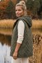 Italian Khaki Hooded Zipper-Front Vest with Hidden Pockets, Embroidered Sequins, and Quilted Woven Material 75 63 - 8