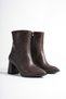 Women's Bitter Coffee Pointed Toe 7 cm Block Heel Zipper-Closure Non-Slip Sole Stylish Winter Boots - 4
