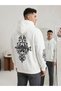 MEN'S ECRU HOODED SWEATSHIRT WITH SLEEVE DETAIL, KANGAROO POCKET, AND OVERSIZED FIT - 2