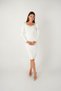 Crepe Fabric Pearl Detailed Pencil Evening Dress - WHITE