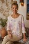 Italian Lila Pool Neck Long-Sleeve Digital Print Casual Angora Wool Blend Knit Blouse 65 55 - 3