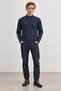 Navy Blue Half Turtleneck Cashmere Men's Sweatshirt |   Mew2211658-1 - 2