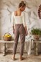 Italian Taupe Color, Elasticated Hem, Tie-Detail, Narrow Leg, Stretch Fabric, Woven Pants 102 58 - 8