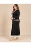 Plus-Size Knit Striped Button-Down Set, Black - 4