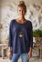 Italian Navy Blue Pool-Neck Batwing Sleeve Collared Casual Oversized Knit Blouse 68 67 - 3