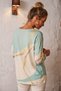 Italian Turquoise Pool Neck Long-Sleeve Digital Print Casual Angora Wool Blend Knit Blouse 64 56 - 7