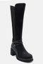 BROMLEY Women's Chunky-Heeled Boots with Black Buckles - 6