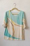 Italian Turquoise Pool Neck Long-Sleeve Digital Print Casual Angora Wool Blend Knit Blouse 64 56 - 2