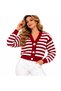 Women's Striped V-Neck Four-Button Cardigan - 3