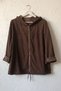 Italian Brown Hooded Long-Sleeve Zipper-Front Corded Fabric Woven Top and Bottom Set 69-100 70-60 - 2