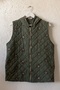 Italian Khaki Hooded Zipper-Front Vest with Hidden Pockets, Embroidered Sequins, and Quilted Woven Material 75 63 - 2
