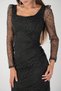 Flog Print Square Neck Pencil Dress - Black - 4