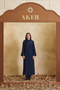 Navy Blue Ferace with Embroidered Sleeves