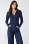 Women's Fisherman's Corded Fabric Double-Zip Knit Cardigan