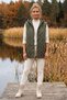 Italian Khaki Hooded Zipper-Front Vest with Hidden Pockets, Embroidered Sequins, and Quilted Woven Material 75 63 - 5