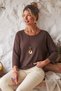Italian Brown Pool-Neck Batwing Sleeve Collared Casual Oversized Knit Blouse 68 67 - 3