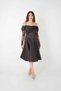 Satin Fabric Collar Lace Detailed Midi Dress - Brown