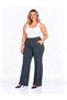 Curve Charcoal Grey High-Waisted Piped Women's Loose-Fitting Plus-Size Palazzo Pants