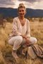 Italian Beige V-Neck Long-Sleeve Casual Angora Wool Blend Knit Blouse with Diamond Patterned Design, Sizes 63 and 56 - 3