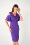 Crepe fabric gathered detail pencil dress - purple - 3