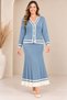 Plus-Size Knit Striped Button-Down Set, Blue