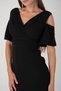 Crepe Fabric Pencil Dress with Ruched Detail - BLACK - 3