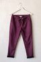 Italian Burgundy-Colored Casual Velvet-Woven Pants with Pockets, Elasticated Hem, Tie-Detail, Narrow Leg, Size 100, 56 - 2