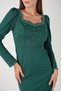 Crepe Fabric Pearl-Detail Pencil Evening Dress - EMERALD GREEN - 4