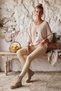 Italian Beige Pool-Neck Batwing Sleeve Collared Casual Oversized Knit Blouse 68 67 - 5