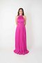 Chiffon Gauze Evening Gown with Corset - Fuchsia