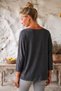Italian Anthracite Pool-Neck Batwing Sleeve Collared Casual Oversized Knit Blouse 68 67 - 7