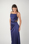 Satin Fabric Shawl Detailed Evening Dress - Dark Blue - 3