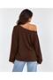 Women's Coffee-Colored Drop-Shoulder Blouse - 4