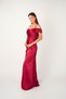 Satin Fabric Degaje Collar Evening Dress - Bordo - 2