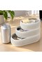 Stackable Desk Tray Set of 3 with Removable Compartment Inserts, Clips, Jewellery and Makeup, White - 2