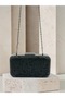 Women's Evening Clutch with Black Floral Print and Laser-Cut Silver Frame, Short Shoulder Strap—Perfect for Weddings, Engagements, and Graduations - 8