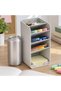 Tiered Pen Holder with Sticky Note Slot, Upright 3-Shelf Desk Organiser for Pens, Pencils, Marble - 3