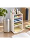 Tiered Pen Holder with Sticky Note Slot, Upright 3-Shelf Desk Organiser for Pens, Pencils, White - 3