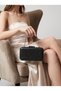 Women's Evening Clutch with Black Floral Print, Laser-Cut Silver Frame, and Metal Handles—Perfect for Weddings, Engagements, and Graduations