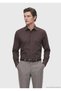 Brown Plain Casual Fit Long Woven Casual Silk Blend Shirt - 5