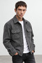 Premium Cashmere Fabric Men's Shirt Jacket with Snap-Fastened Clips | MEW3411024-1