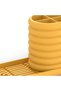 Ribbed Toothbrush Cup with Long Oval Drip Tray and 4-Way Divider, 20.2 x 9.2 cm, Mustard Yellow - 2